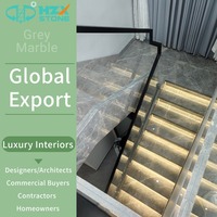 HZX Pierre naturelle marbre gris design moderne surface polie durable écologique imperméable hôtels villas salles de bain escaliers