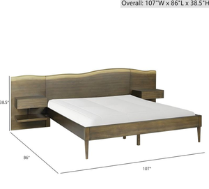 Base de Cama Queen Moderna Ajustable con Cabecero de Borde Natural y Mesitas de Noche/Armarios Integrados, Diseño Lujoso - Product Image 1
