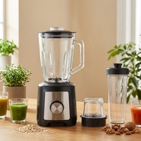 Robot culinaire multifonctionnel en acier inoxydable et verre, 1000W, haute vitesse, pour smoothies aux fruits, mixeur, hachoir à glace
