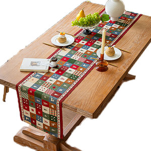 Chemin de table de Noël YINUAN, <span class=keywords><strong>tapisserie</strong></span> tissée, motif Père Noël, arbre, flocon de neige, décoration de table de fête - Product Image 5
