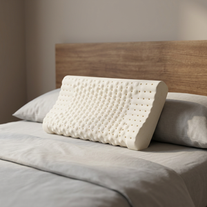 Oreiller ergonomique moderne pour le cou, garnissage en latex, design minimaliste, 100% latex naturel, nœuds de massage, respectueux de l'environnement - Product Image 1