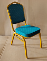 Chaise de restaurant fabriquée en Chine, robuste et résistante, chaise de salle d'événements, chaise de banquet empilable avec cadre en métal doré, en vente