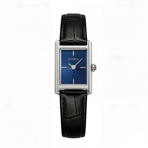 Montre de luxe OEM fine pour femme, montre-bracelet en cuir vert avec cadran carré, montre à quartz de luxe pour femme - Product Image 3