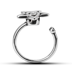 316L Stainless Steel <b>Fidget</b> <b>Rings</b> Star Shape Spiral Detail Open Adjustable Modern Trendy Jewelry for Men Women Daily Wear - Product Image 4
