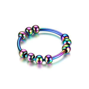NYY Gold- und Silberfarbene Edelstahl-Spinner-Ringe mit drehbaren Perlen – Anti-Stress-Ringe für Männer und Frauen – Neuartiger Fidget-Angst-Schmuck - Product Image 5