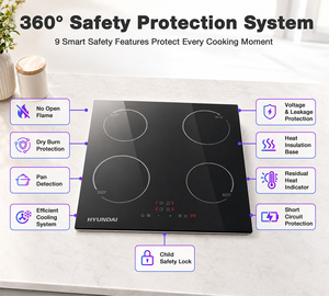 Table <span class=keywords><strong>de</strong></span> cuisson à induction encastrable grand format HYUNDAI 4 zones 77CM Vitroceramique avec deux zones <span class=keywords><strong>de</strong></span> cuisson <span class=keywords><strong>de</strong></span> 210mm et capteur <span class=keywords><strong>de</strong></span> plaque - Product Image 3