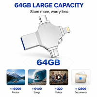 Nueva Memoria USB Multifuncional de Metal con Interfaces Lightning/Tipo-C, Garantía de 1 Año, Solución de Almacenamiento Cuatro en Uno para iPhone