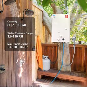 8-18L blanc Portable Propane Geyser <span class=keywords><strong>chauffe</strong></span>-<span class=keywords><strong>eau</strong></span> <span class=keywords><strong>instantané</strong></span> sans réservoir GPL avec kit <span class=keywords><strong>de</strong></span> douche pour le camping en plein air - Product Image 4