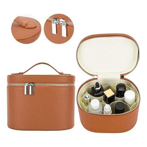 Borsa da trucco in <span class=keywords><strong>pelle</strong></span> di grande capacità divisore portatile Organizer cosmetico custodia lettera con cerniera da viaggio per articoli da toeletta - Product Image 2