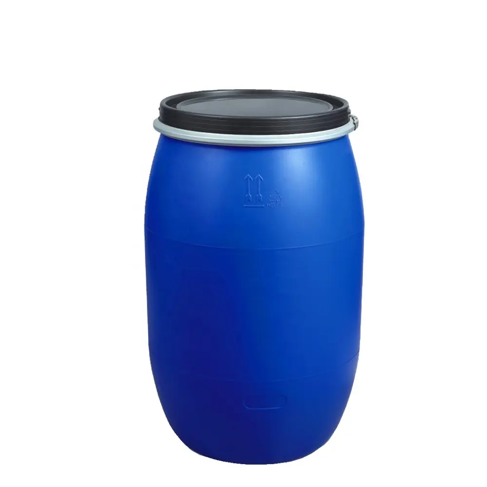 200L tambor de plástico abierto HDPE azul de 55 galones de tambor de plástico con hierro de barril de 200 litros de moldeo por soplado de cubo para productos químicos