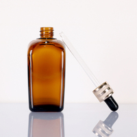 Vente en gros compte-gouttes en verre ambré de luxe carré rond épaule 10ml 20ml 30ml 50ml 100ml pour sérum huile