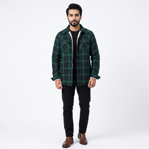Chemise-veste en flanelle unisexe OEM avec capuche, étiquette personnalisée, coupe-vent et respirante, tissu léger, grande taille pour l'hiver - Product Image 1