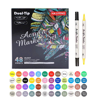 12/24/36/48/60 couleurs stylo de peinture acrylique marqueur à double pointe avec pointe fine et pointe de pinceau pour bois de roche tissu peinture art fournisseur