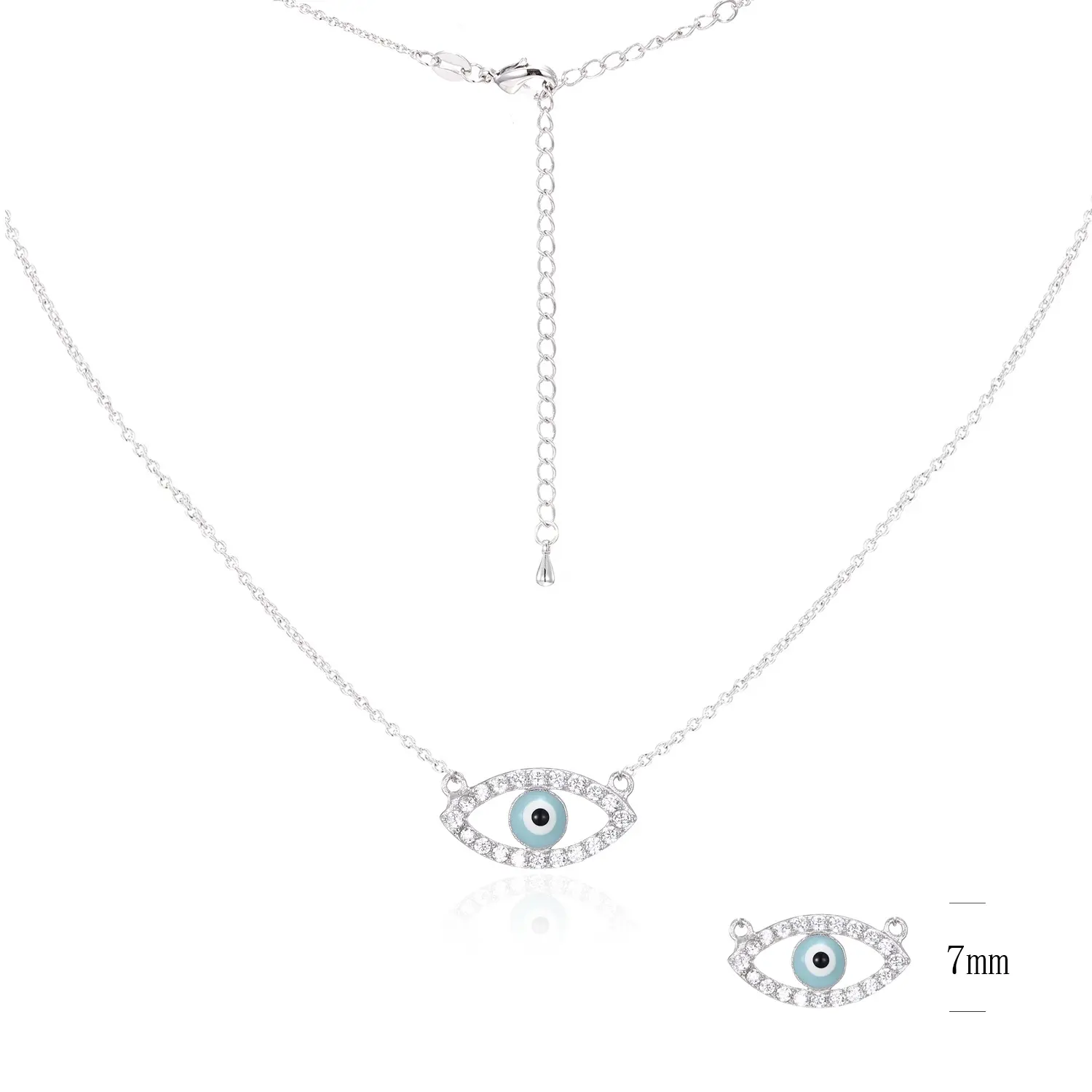 Wholesale Custom Women 925 Sterling Silver Plated Jewelry Hamsa Hand Evils Eye Layered Necklace