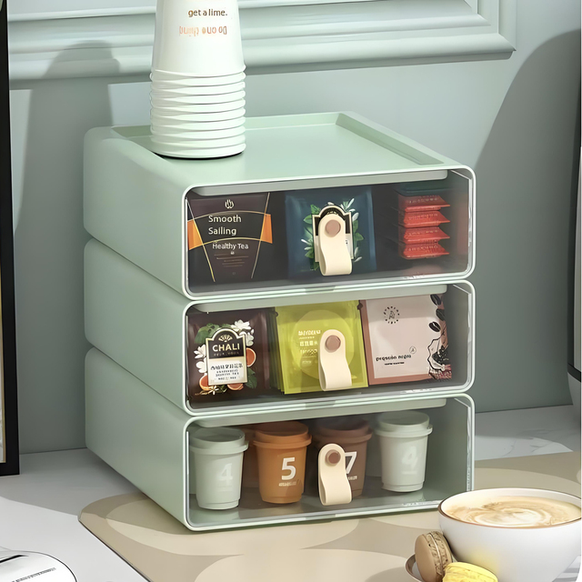 Desktop Multifunctional Drawer Light Luxury Transparent Plastic Storage Box for Books and Cosmetics Sorting