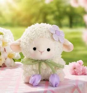 ตุ๊กตาแกะน่ารักพร้อมชุดเดรสและโบว์ ตุ๊กตาแกะขนฟูนุ่มนิ่มสำหรับเด็กผู้หญิง ของขวัญวันเกิด ของตกแต่งบ้าน - Product Image 4