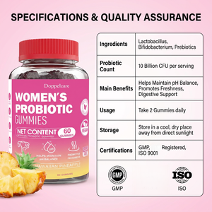 Vente en grosMarque privéeGommes probiotiques pour femmes sans sucre saveur ananas pH équilibre vaginal soutien la flore usine - Product Image 6