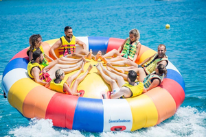 เรือดิสโก้หมุนน้ำเป่าลมยอดนิยม/เรือลากเป่าลมรูปยูเอฟโอสำหรับขาย - Product Image 3