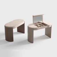 Meuble de toilette italien de luxe léger en cuir haut de gamme avec miroir, coiffeuse pliable pour chambre à coucher