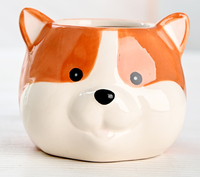 Jardinières émaillées d'animaux mignons Pots succulents en forme de corgi de dessin animé drôle pour la maison, le bureau et le chien élégant pour l'intérieur