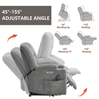 Fauteuil inclinable moderne en métal et tissu DOSER avec massage électrique inclinable, port USB - Soins à domicile pour les personnes âgées