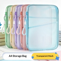 Carpeta de archivos de malla en forma de L, tamaño A4, bolsa para suministros escolares, bolsa de almacenamiento portátil, estuche con cremallera, organizador de documentos para conjunto de papelería