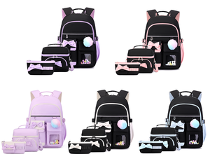 Set di 3 <span class=keywords><strong>Zaini</strong></span> Scolastici alla Moda per Ragazze e Bambini, Zaino per Studenti delle Scuole Primarie e Medie con Borsa per il Pranzo, Borse Carine con Cartoni Animati per Bambini - Product Image 4