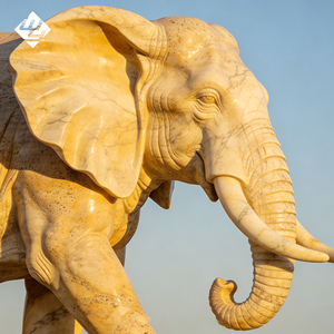 Sculpture d'éléphant marchant en <span class=keywords><strong>marbre</strong></span>, statue d'éléphant en pierre naturelle sculptée à la main, grande sculpture d'animal en pierre pour jardin extérieur - Product Image 5