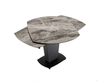 Vente à chaud ensemble de salle à manger de style moderne table rectangulaire extensible rotative avec siège en cuir pieds en fer trempé nouveau design