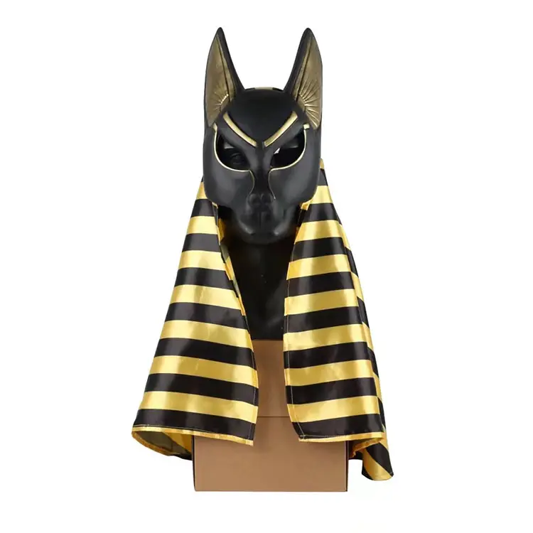 Mascarilla de Cosplay de Faraón Egipcio para hombres, máscara divertida de Halloween, Anubis, fiesta