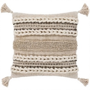 2025 venta al por mayor último Boho decorativo tiro tejido a mano Palomitas de algodón Boho cojines con borla Fundas de cojín personalizado bohemio - Product Image 1