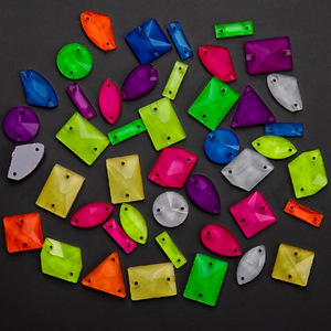 Wei Chen 20/50/100 dimensione mista di vetro fluorescente fibbia piatta per cucire a mano fai da te accessori per cucire 3D strass da cucire - Product Image 2