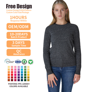Custom GOTS Winter Ladies Long Sleeve <b>Pullover</b> European Luxury Solid Color 100% Cashmere Sweater for Women - Product Image 2