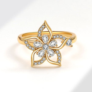 Bague de doigt réglable et rotative exquise pour soulager l'anxiété, en cuivre plaqué or, bijou anti-stress pour femme - Product Image 3