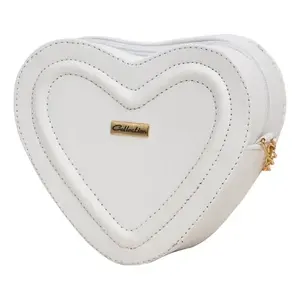 Bolso Bandolera Fana Fina en Forma de Corazón, Blanco, de PU, con Cierre de Cremallera, Estilo Vintage, para Mujer, para Uso Diario - Product Image 4