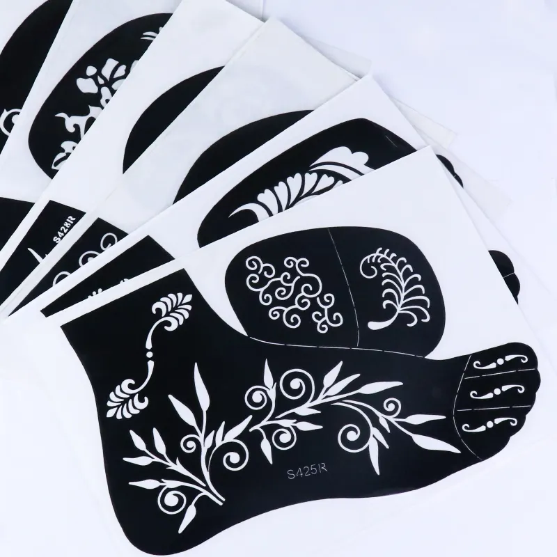 New style sexy mehndi templates 12 sheet henna tattoo stencil sticker for feet