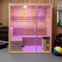 Ruang Sauna Uap Kayu Hemlock Modern Mewah untuk 4-6 Orang dengan Kompor dan Batu Budaya untuk Penggunaan di Villa