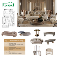 Sofá Curvo Elegante de Alta Gama para Mansiones, Conjunto de Sofás Seccionales de Terciopelo para Proyectos de Villas de Lujo, Solución Integral de Muebles