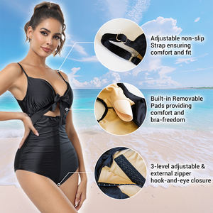 Traje de Baño Moldeador de Cuerpo para <span class=keywords><strong>Mujer</strong></span>, Bikini con Escote en V, Control de Abdomen, Levanta Glúteos, Adelgaza la Espalda y la Cintura - Product Image 4