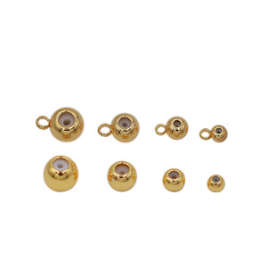 Perles rondes en cuivre plaqué or 18 carats 3mm 4mm 5mm 6mm pour la fabrication de bracelets, accessoires de bijouterie - Product Image 2
