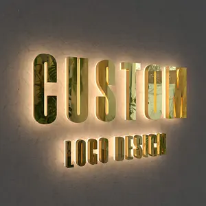 Custom Logo 3D Metal Back Verlichte Borden Backlit 3D Led Brief Licht Logo Teken