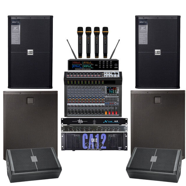 Professional Dual 15-Inch Passive Line Array Speaker Mixing Console Stage Combination Set  Outdoor Stage Concert