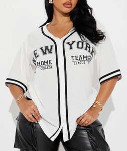 Custom <b>Women</b> Plus Size Short Breathable <b>Baseball</b> Jersey <b>T</b>-<b>Shirt</b> Sublimation Print Design Sport Uniform Fashion Casual <b>Shirt</b> - Product Image 4