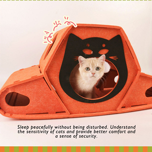 Hot All Season Felt Cat Tunnel Bed Casa plegable para mascotas con Forro cálido para gatos de interior y gatitos Productos para mascotas - Product Image 3