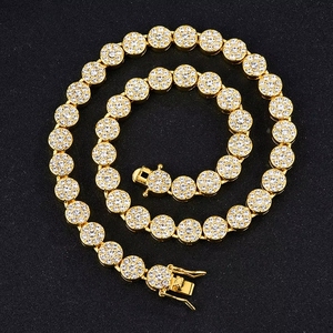 Kalung Rantai Cuban Link Bulat Bertabur Kristal Mewah untuk Wanita, Perhiasan Choker Iced Out - Product Image 3
