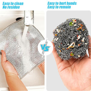 20 * 20cmワイヤーディッシュ洗浄ラグ非スクラッチワイヤースクラバー食器キッチンディッシュタオル二層ワイヤークリーニング布 - Product Image 6