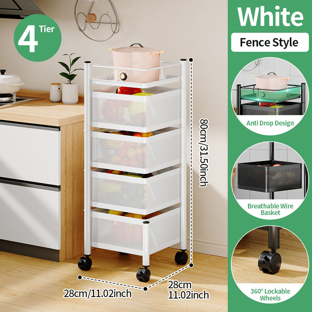 Cesta cuadrada blanca de 4 niveles