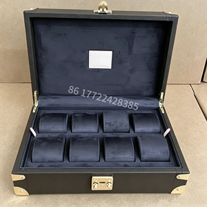 Caja y estuche de almacenamiento de relojes de marca directo de fábrica para hombre, organizador de relojes de lujo con 8 ranuras y logotipo personalizado para relojes de marcas famosas - Product Image 2
