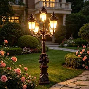 Farola de Estilo Antiguo de Aluminio y Hierro Fundido, Adecuada para Caminos y Pasillos de Jardín al Aire Libre, Luces de Jardín Grandes de Estilo Europeo - Product Image 2