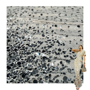 Tessuto in Raso e Lino Ricamato con Paillettes per Abiti da Cerimonia, Gonne, Vestaglie, Camicie, Blazer e Completi Sartoriali da Ragazza - Morbido e Traspirante - Product Image 1